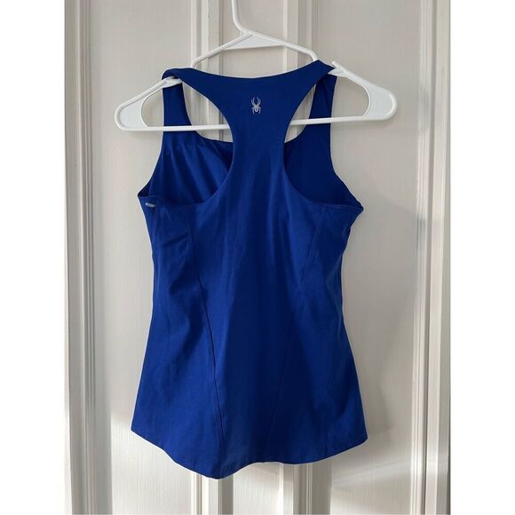 Spyder bright blue athletic racerback tank with built in bra XS - Picture 2 of 4